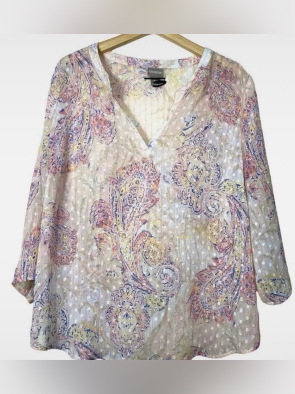 Chico's Women's Paisley Blouse/tunic- Multicolor, chicos 1 misses (M 8-10)